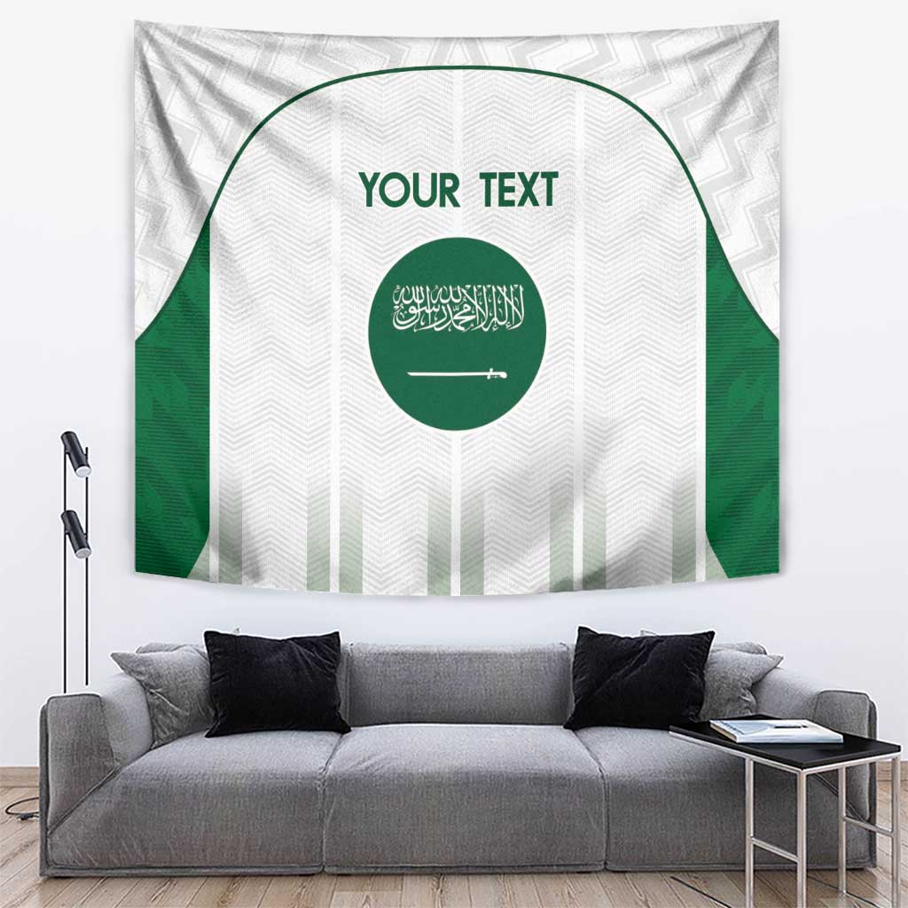 Custom Saudi Arabia Football Tapestry Go Green Falcons Sporty - White Version