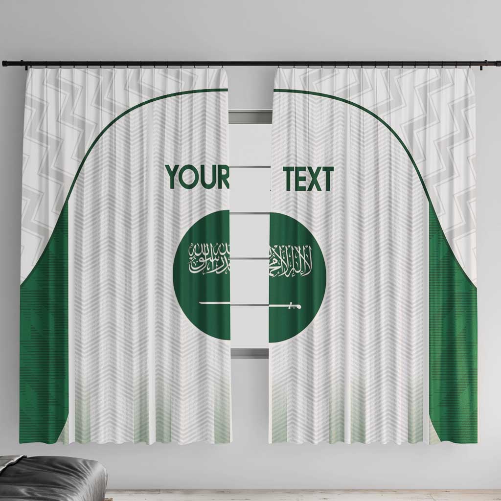 Custom Saudi Arabia Football Window Curtain Go Green Falcons Sporty - White Version - Wonder Print Shop