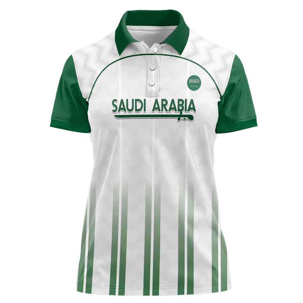 Custom Saudi Arabia Football Women Polo Shirt Go Green Falcons Sporty - White Version - Wonder Print Shop