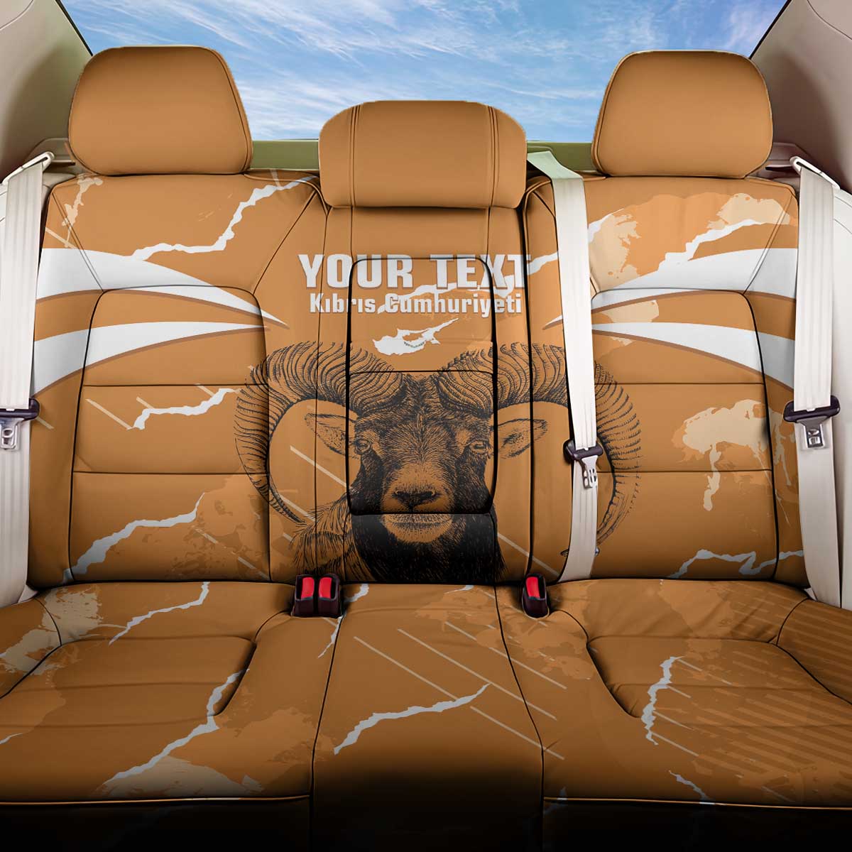 Persionalized Cyprus Independence Day Back Car Seat Cover Kbrs Cumhuriyeti Grunge Vibes - Wonder Print Shop