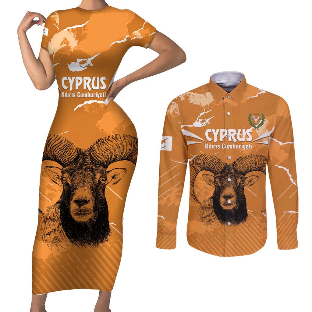 Persionalized Cyprus Independence Day Couples Matching Short Sleeve Bodycon Dress and Long Sleeve Button Shirt Kbrs Cumhuriyeti Grunge Vibes - Wonder Print Shop