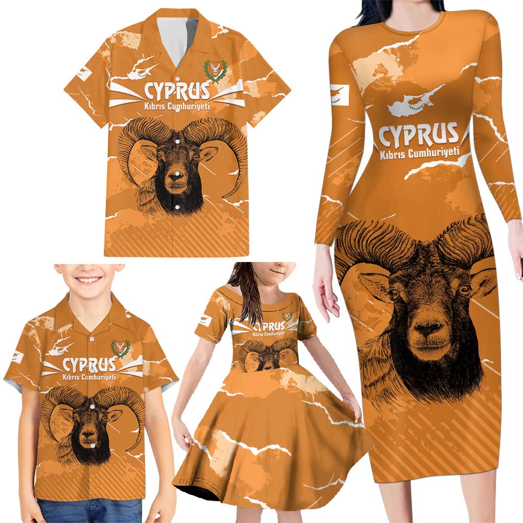 Persionalized Cyprus Independence Day Family Matching Long Sleeve Bodycon Dress and Hawaiian Shirt Kbrs Cumhuriyeti Grunge Vibes - Wonder Print Shop