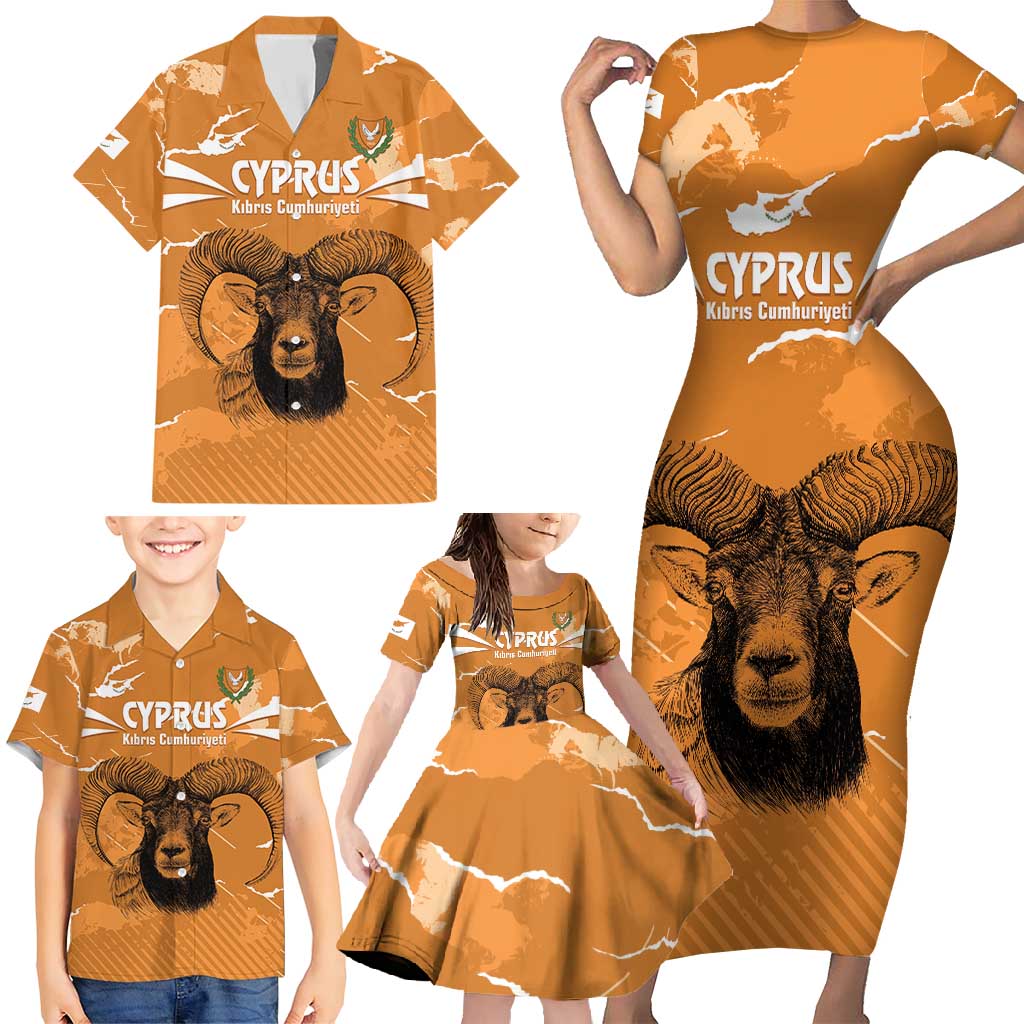 Persionalized Cyprus Independence Day Family Matching Short Sleeve Bodycon Dress and Hawaiian Shirt Kbrs Cumhuriyeti Grunge Vibes - Wonder Print Shop