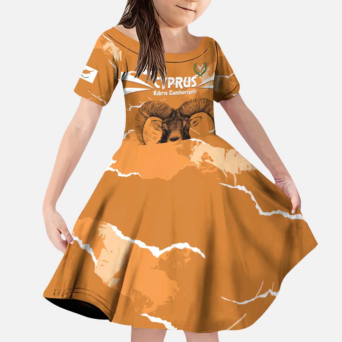 Persionalized Cyprus Independence Day Kid Short Sleeve Dress Kbrs Cumhuriyeti Grunge Vibes - Wonder Print Shop