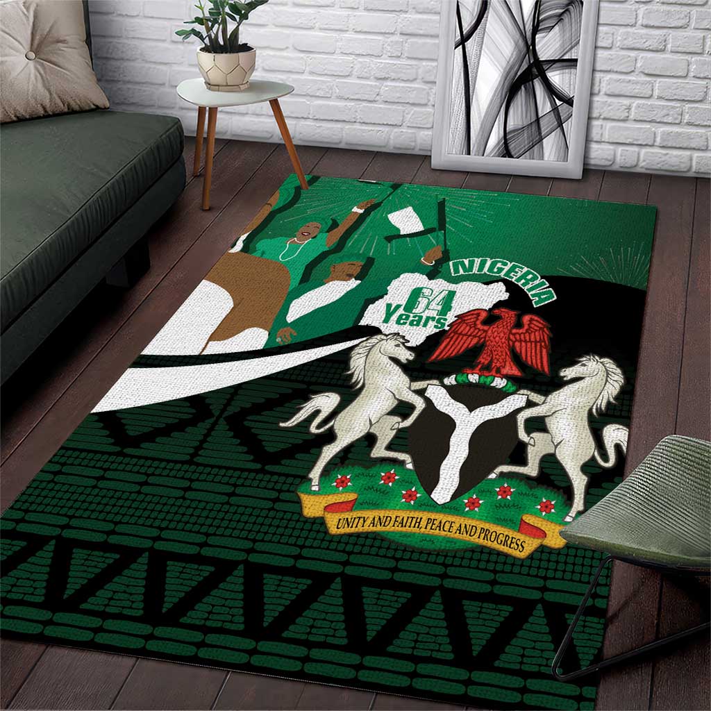 Nigeria Independence Day Area Rug Happy 64 Years Of Anniversary African Pattern - Wonder Print Shop