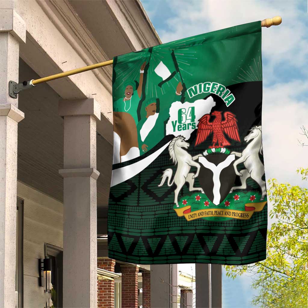 Nigeria Independence Day Garden Flag Happy 64 Years Of Anniversary African Pattern - Wonder Print Shop