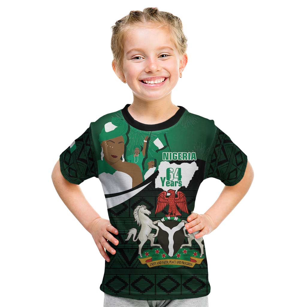 Nigeria Independence Day Kid T Shirt Happy 64 Years Of Anniversary African Pattern - Wonder Print Shop