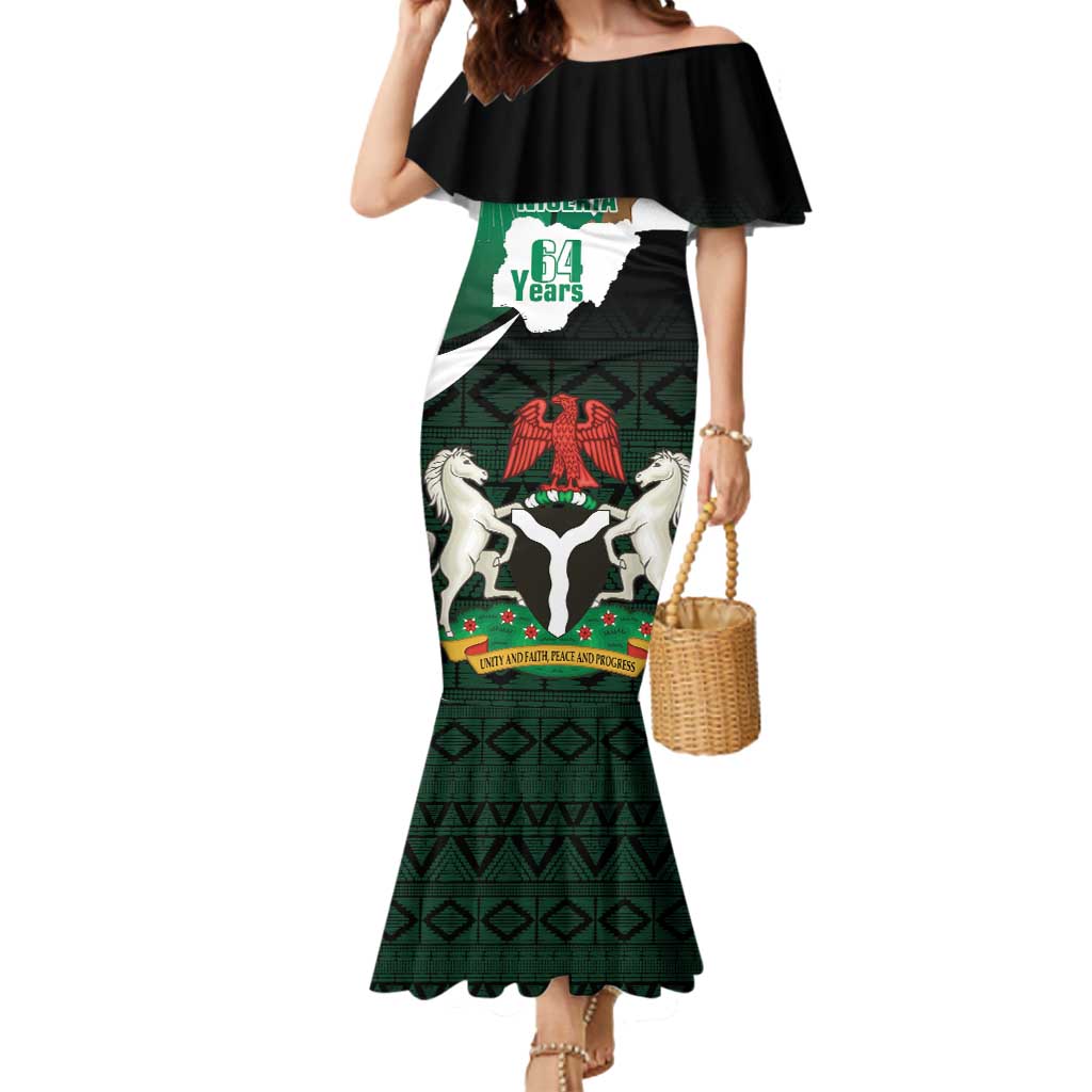 Nigeria Independence Day Mermaid Dress Happy 64 Years Of Anniversary African Pattern - Wonder Print Shop