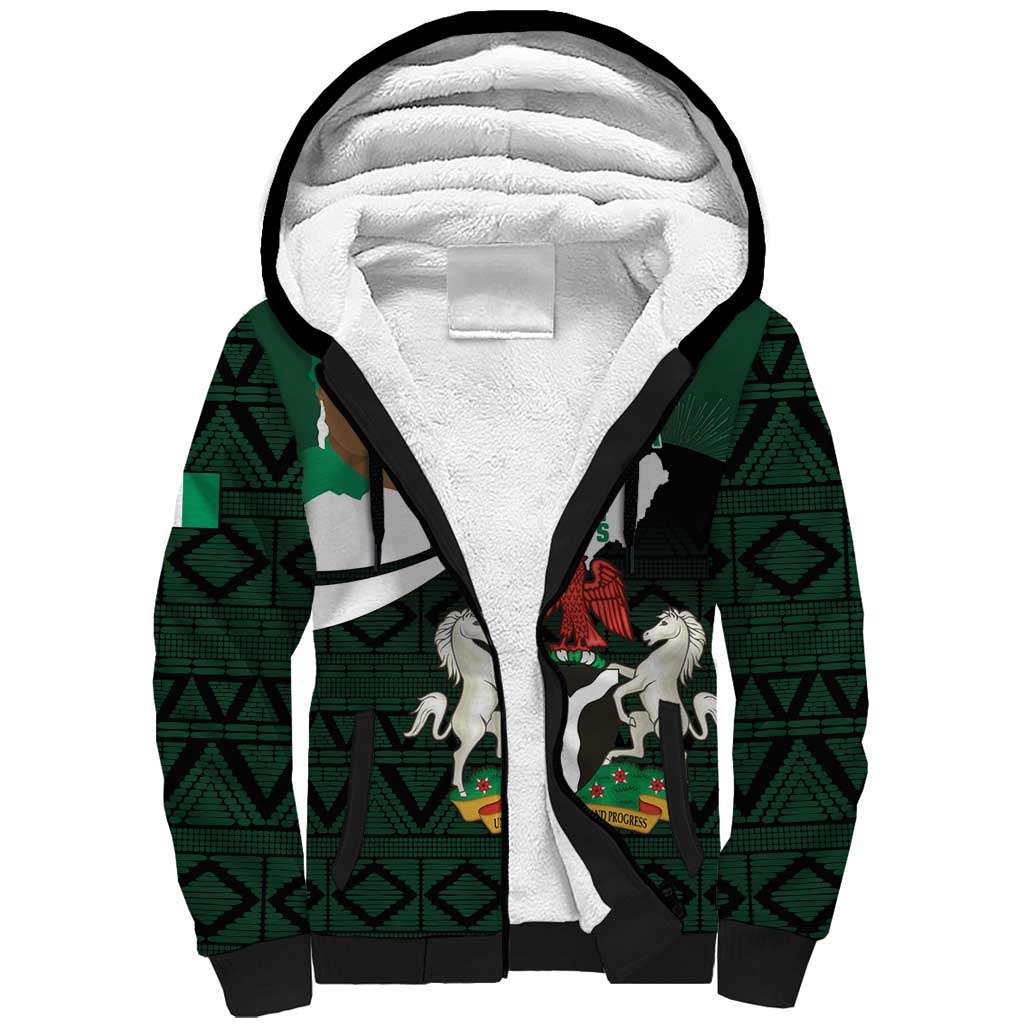 Nigeria Independence Day Sherpa Hoodie Happy 64 Years Of Anniversary African Pattern - Wonder Print Shop