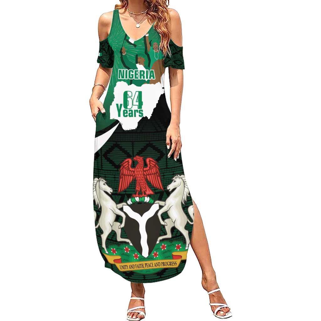 Nigeria Independence Day Summer Maxi Dress Happy 64 Years Of Anniversary African Pattern - Wonder Print Shop