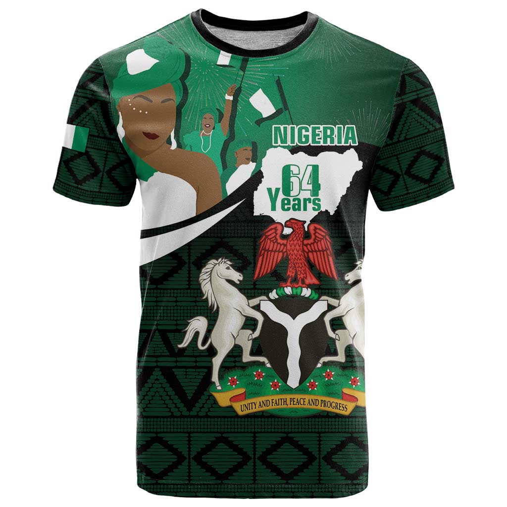 Nigeria Independence Day T Shirt Happy 64 Years Of Anniversary African Pattern - Wonder Print Shop