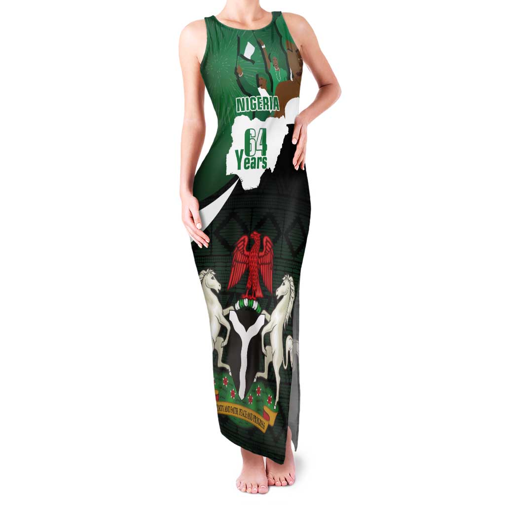 Nigeria Independence Day Tank Maxi Dress Happy 64 Years Of Anniversary African Pattern - Wonder Print Shop