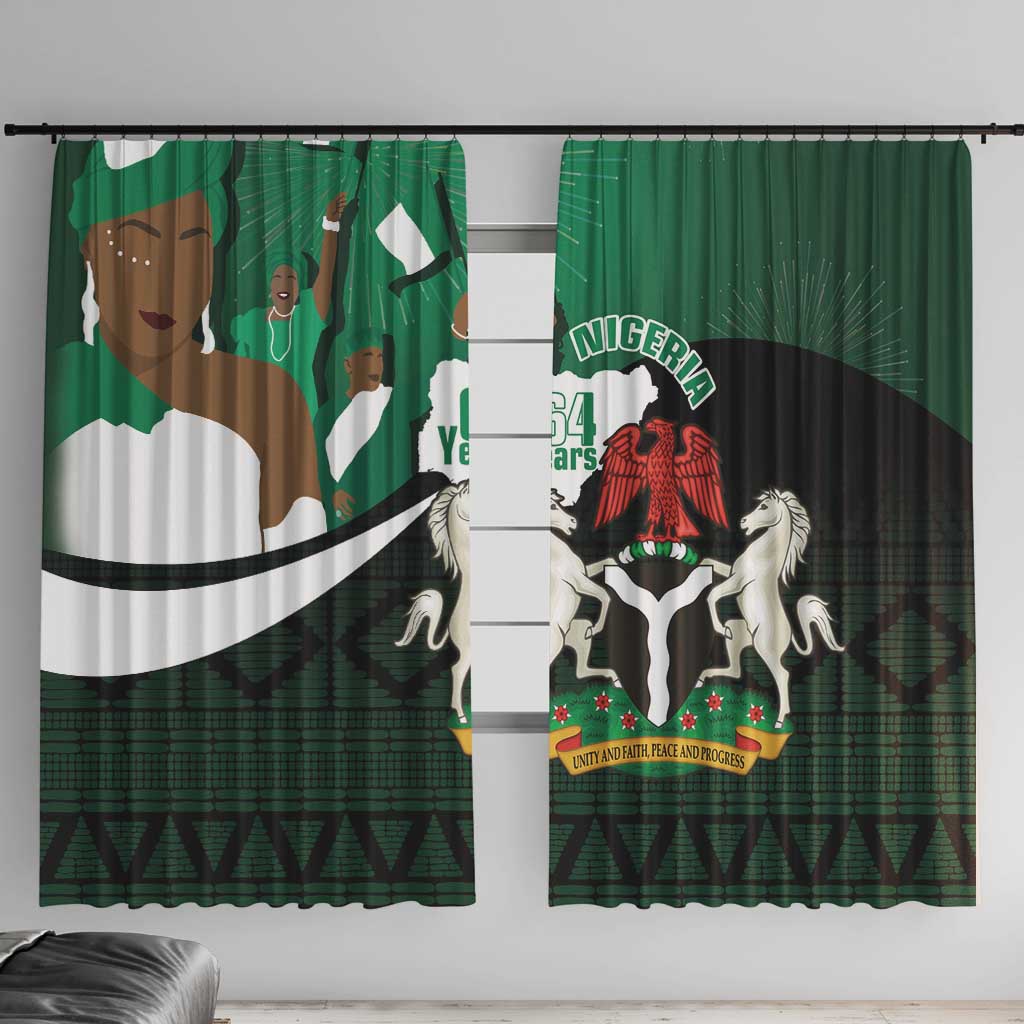 Nigeria Independence Day Window Curtain Happy 64 Years Of Anniversary African Pattern - Wonder Print Shop