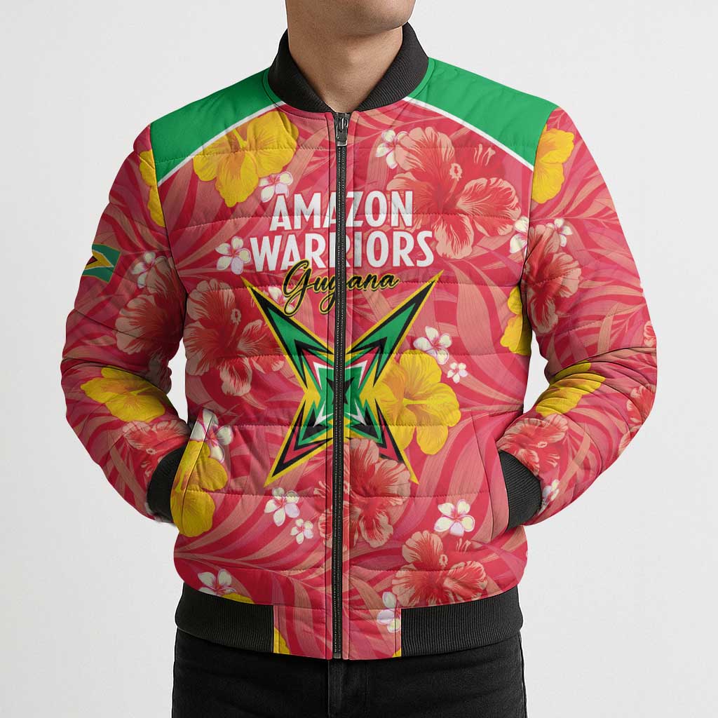 Custom Guyana Cricket Bomber Puffer Jacket 2025 Go Amazon Warriors Tropical Style - Wonder Print Shop