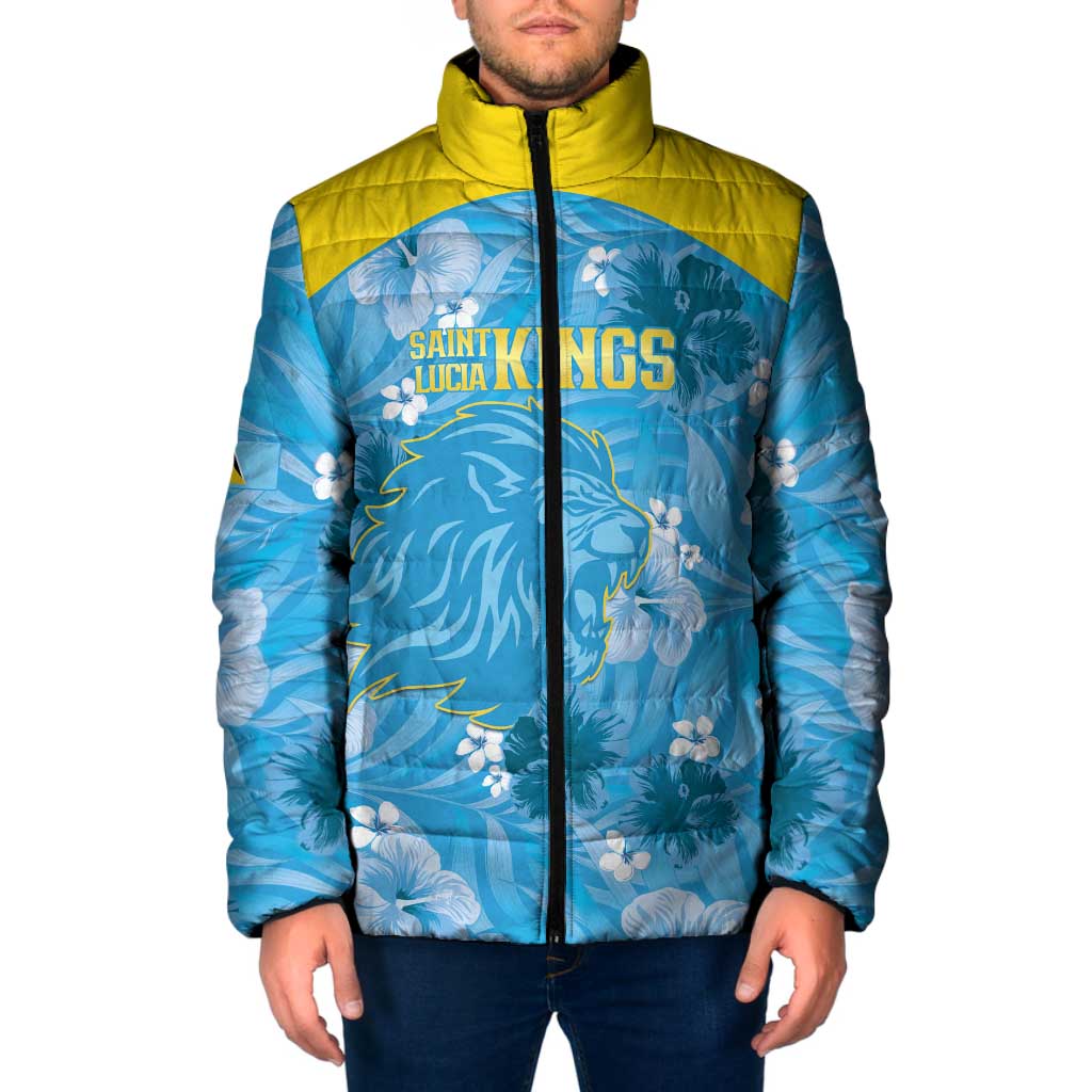 Custom Saint Lucia Kings Cricket Padded Jacket 2025 Go Beinspired Tropical Style - Wonder Print Shop