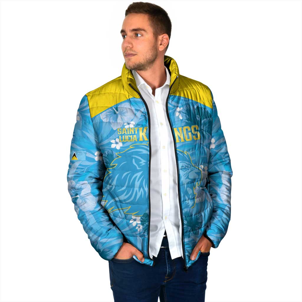 Custom Saint Lucia Kings Cricket Padded Jacket 2025 Go Beinspired Tropical Style - Wonder Print Shop