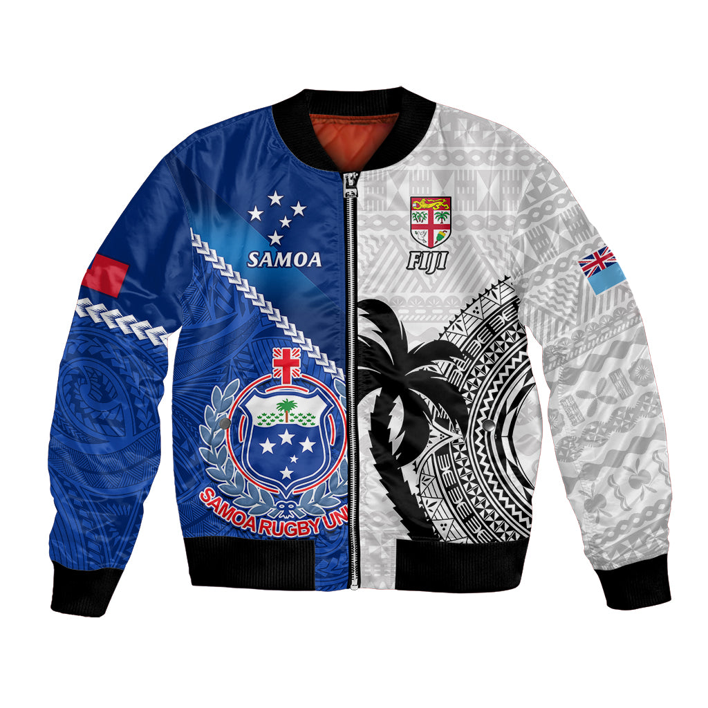 Fiji And Samoa Rugby Bomber Jacket 2023 World Cup Samoan Mix Tapa Pattern - Wonder Print Shop