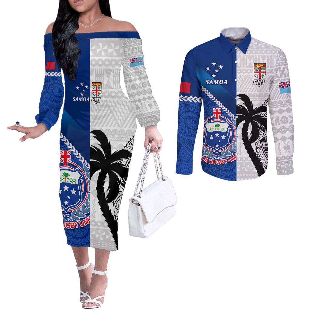 fiji-and-samoa-rugby-couples-matching-off-the-shoulder-long-sleeve-dress-and-long-sleeve-button-shirts-2023-world-cup-samoan-mix-tapa-pattern