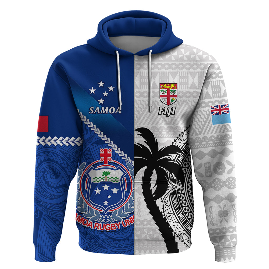 Fiji And Samoa Rugby Hoodie 2023 World Cup Samoan Mix Tapa Pattern - Wonder Print Shop