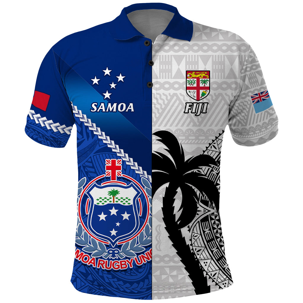 Fiji And Samoa Rugby Polo Shirt 2023 World Cup Samoan Mix Tapa Pattern - Wonder Print Shop