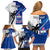 Custom Fiji And Samoa Rugby Family Matching Off Shoulder Short Dress and Hawaiian Shirt 2023 World Cup Samoan Mix Tapa Pattern - Wonder Print Shop