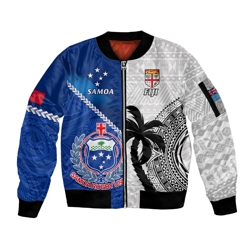 custom-fiji-and-samoa-rugby-sleeve-zip-bomber-jacket-2023-world-cup-samoan-mix-tapa-pattern