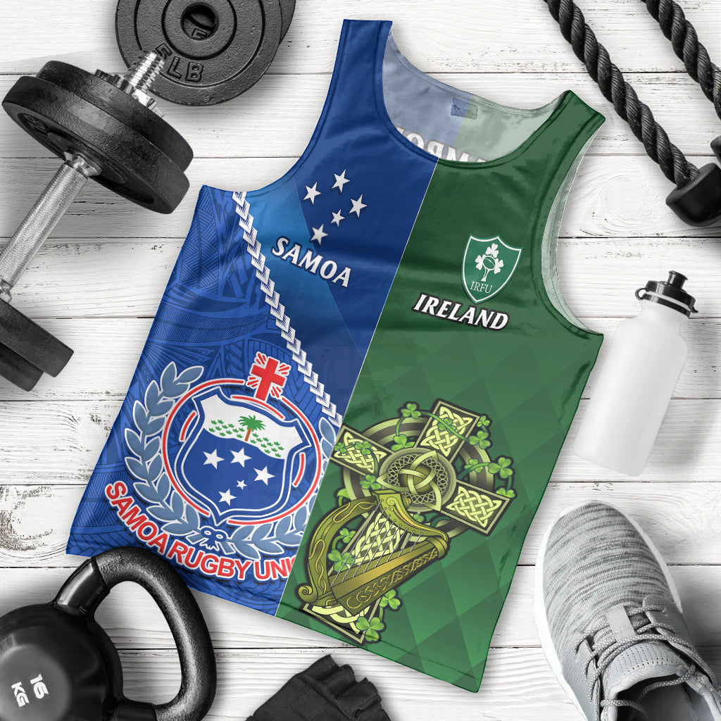 Samoa And Ireland Rugby Men Tank Top 2023 World Cup Manu Samoa With Shamrocks - Wonder Print Shop