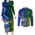 Custom Samoa And Ireland Rugby Couples Matching Long Sleeve Bodycon Dress and Long Sleeve Button Shirts 2023 World Cup Manu Samoa With Shamrocks - Wonder Print Shop