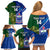 Custom Samoa And Ireland Rugby Family Matching Off Shoulder Short Dress and Hawaiian Shirt 2023 World Cup Manu Samoa With Shamrocks - Wonder Print Shop