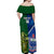 Custom Samoa And Ireland Rugby Off Shoulder Maxi Dress 2023 World Cup Manu Samoa With Shamrocks - Wonder Print Shop