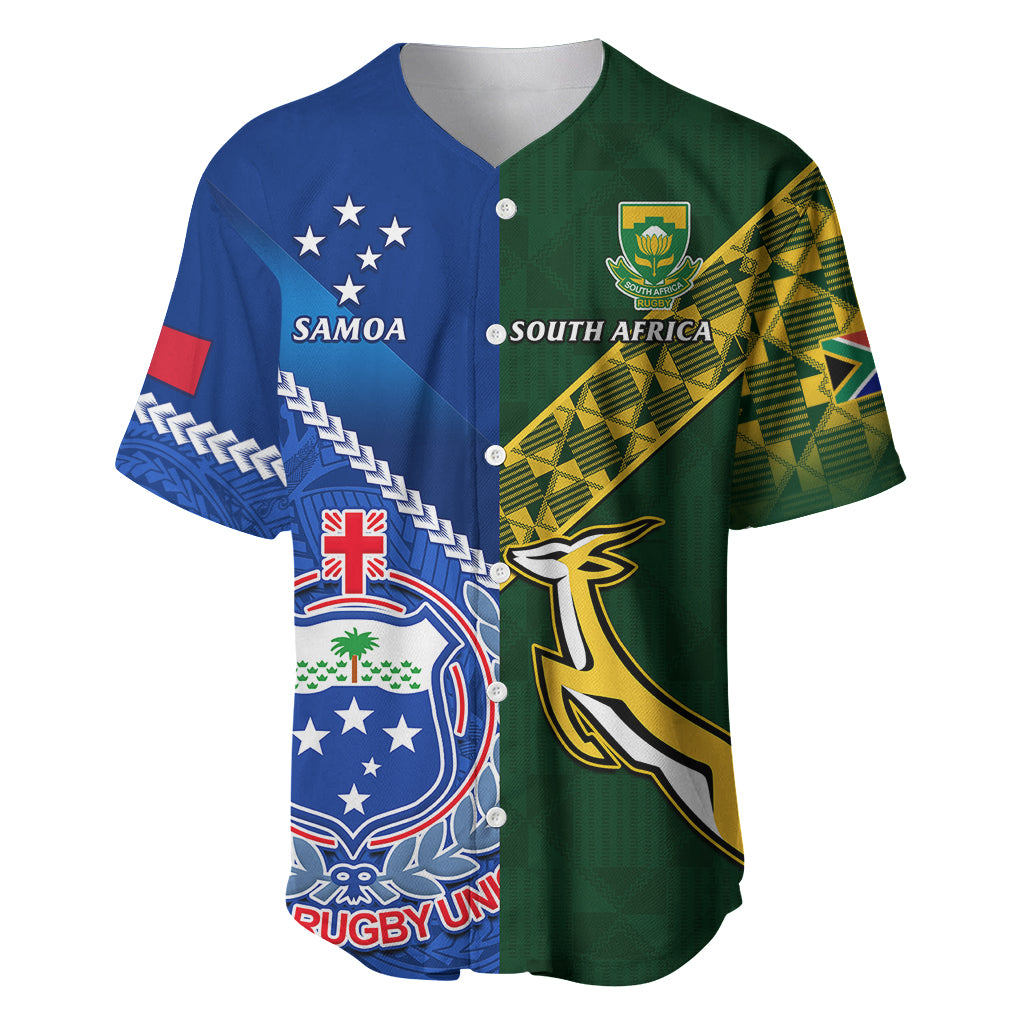 Samoa And South Africa Rugby Baseball Jersey 2023 World Cup Manu Samoa With Springboks - Wonder Print Shop