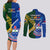 Samoa And South Africa Rugby Couples Matching Long Sleeve Bodycon Dress and Long Sleeve Button Shirts 2023 World Cup Manu Samoa With Springboks - Wonder Print Shop