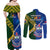 Samoa And South Africa Rugby Couples Matching Off Shoulder Maxi Dress and Long Sleeve Button Shirts 2023 World Cup Manu Samoa With Springboks - Wonder Print Shop