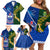 Samoa And South Africa Rugby Family Matching Off Shoulder Short Dress and Hawaiian Shirt 2023 World Cup Manu Samoa With Springboks - Wonder Print Shop