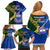 Samoa And South Africa Rugby Family Matching Off Shoulder Short Dress and Hawaiian Shirt 2023 World Cup Manu Samoa With Springboks - Wonder Print Shop