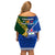 Samoa And South Africa Rugby Family Matching Off Shoulder Short Dress and Hawaiian Shirt 2023 World Cup Manu Samoa With Springboks - Wonder Print Shop