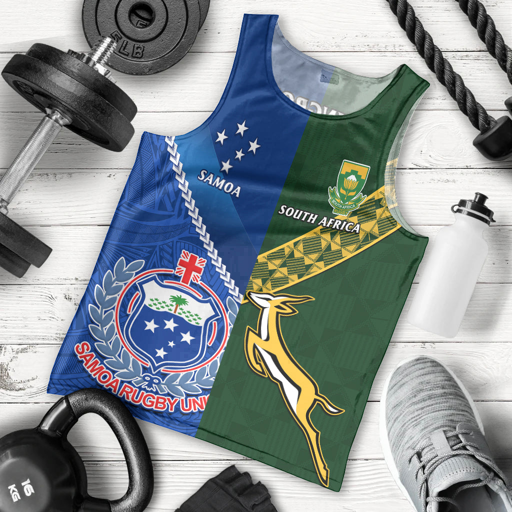 Samoa And South Africa Rugby Men Tank Top 2023 World Cup Manu Samoa With Springboks - Wonder Print Shop