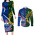 Custom Samoa And South Africa Rugby Couples Matching Long Sleeve Bodycon Dress and Long Sleeve Button Shirts 2023 World Cup Manu Samoa With Springboks - Wonder Print Shop