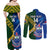 Custom Samoa And South Africa Rugby Couples Matching Off Shoulder Maxi Dress and Long Sleeve Button Shirts 2023 World Cup Manu Samoa With Springboks - Wonder Print Shop