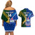 Custom Samoa And South Africa Rugby Couples Matching Off Shoulder Short Dress and Hawaiian Shirt 2023 World Cup Manu Samoa With Springboks - Wonder Print Shop