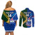 Custom Samoa And South Africa Rugby Couples Matching Off Shoulder Short Dress and Long Sleeve Button Shirts 2023 World Cup Manu Samoa With Springboks - Wonder Print Shop