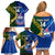 Custom Samoa And South Africa Rugby Family Matching Off Shoulder Short Dress and Hawaiian Shirt 2023 World Cup Manu Samoa With Springboks - Wonder Print Shop