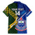 Custom Samoa And South Africa Rugby Family Matching Off Shoulder Short Dress and Hawaiian Shirt 2023 World Cup Manu Samoa With Springboks - Wonder Print Shop