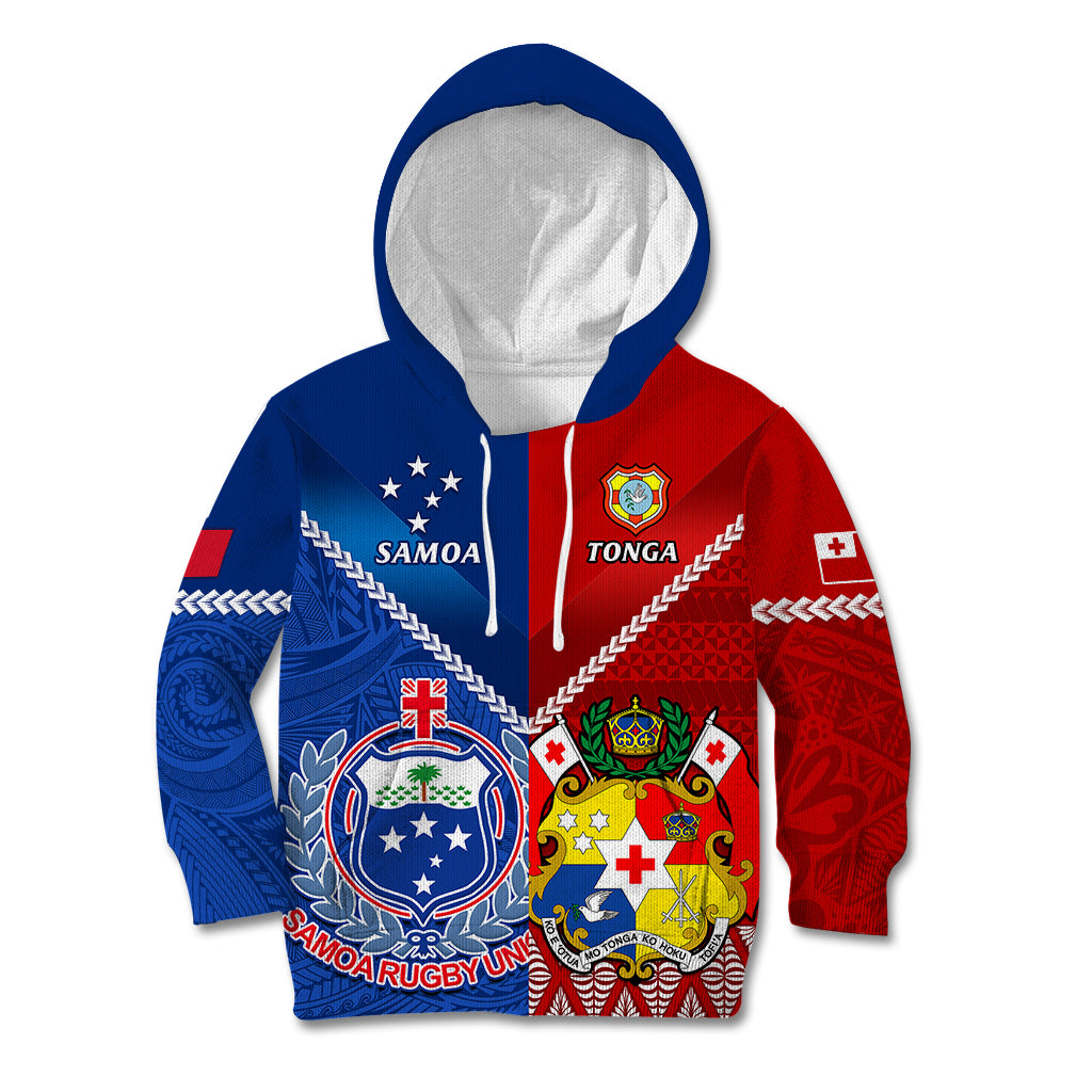 Samoa And Tonga Rugby Kid Hoodie 2023 World Cup Manu Samoa With Ikale Tahi - Wonder Print Shop