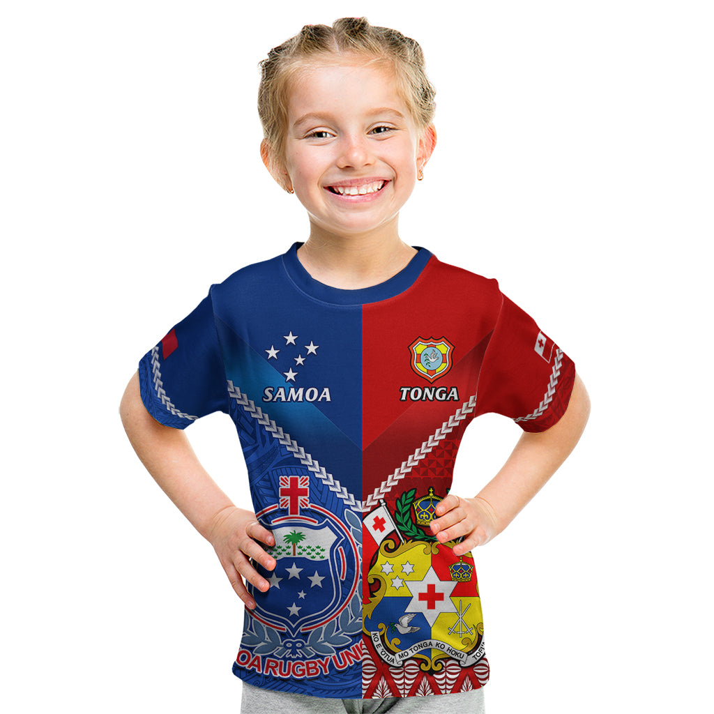 Samoa And Tonga Rugby Kid T Shirt 2023 World Cup Manu Samoa With Ikale Tahi - Wonder Print Shop