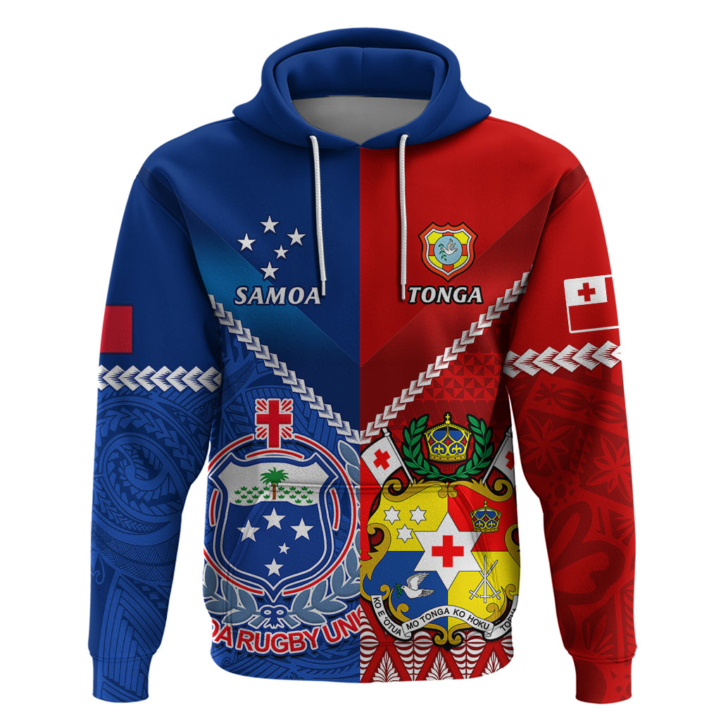 Custom Samoa And Tonga Rugby Hoodie 2023 World Cup Manu Samoa With Ikale Tahi - Wonder Print Shop