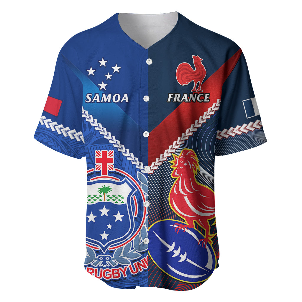 Samoa And France Rugby Baseball Jersey 2023 World Cup Manu Samoa With Les Bleus - Wonder Print Shop