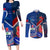 Samoa And France Rugby Couples Matching Long Sleeve Bodycon Dress and Long Sleeve Button Shirts 2023 World Cup Manu Samoa With Les Bleus - Wonder Print Shop