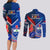 Samoa And France Rugby Couples Matching Long Sleeve Bodycon Dress and Long Sleeve Button Shirts 2023 World Cup Manu Samoa With Les Bleus - Wonder Print Shop