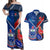 Samoa And France Rugby Couples Matching Off Shoulder Maxi Dress and Hawaiian Shirt 2023 World Cup Manu Samoa With Les Bleus - Wonder Print Shop